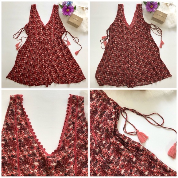 Zara Pants - NWOT Zara Romper pink floral print oversized S